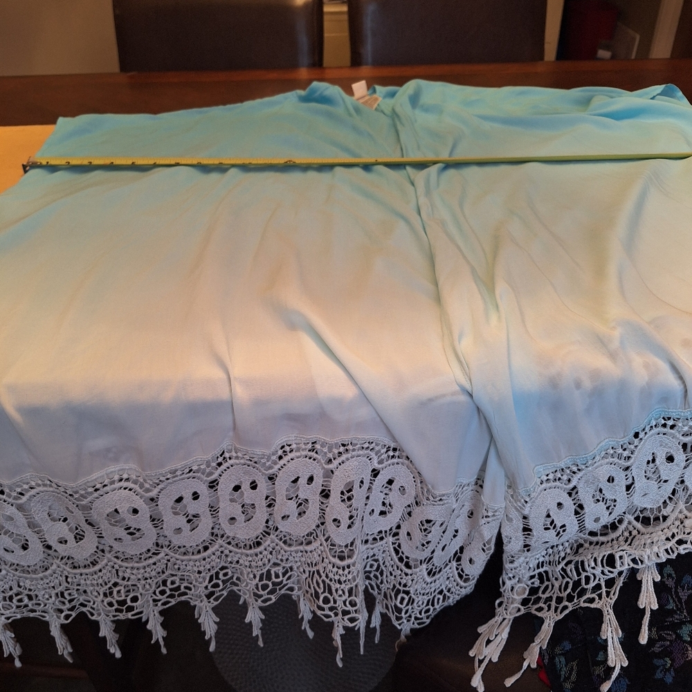 Chico's Coastal Boho vibes Teal White Women's Flowy Kimono Cover Up L/XL - Picture 14 of 16